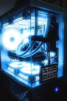 PC Gigante: Um Castelo de Luz RGB Construído em um Tanque de Peixes