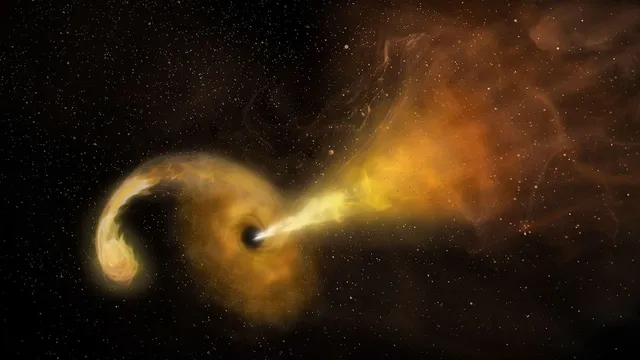 NASA captura mega buraco negro vagando e desmembrando uma estrela distante